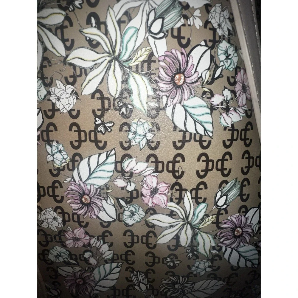 NWT Cavalli Class Large AlleSandra Shopper Tote Bag & Wristlet Floral Gold